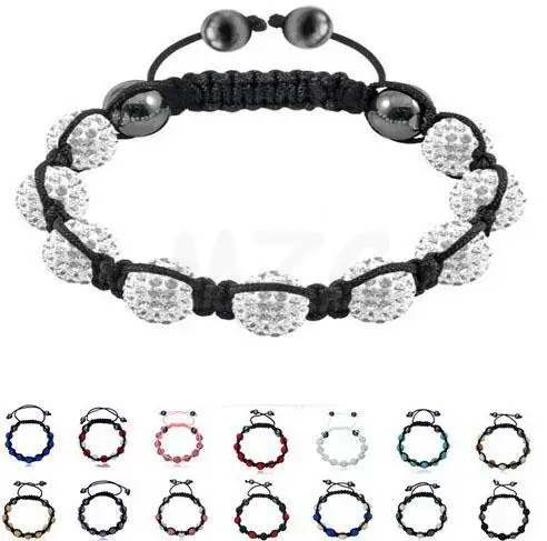 

Free Shipping! Best 14 Pcs/lot 10mm 11 Micro Pave Disco Ball Beads crystal bracelet Lot.SQW fasion mix bracelets for men!