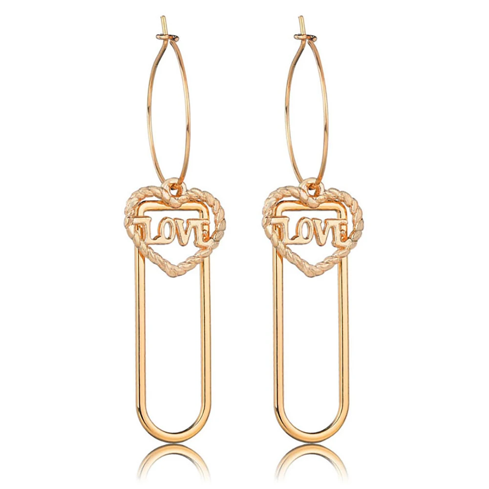Fashion Hot Women Hollow Love Heart Pendant Dangle Long Hoop Earrings Jewelry Gift | Украшения и аксессуары