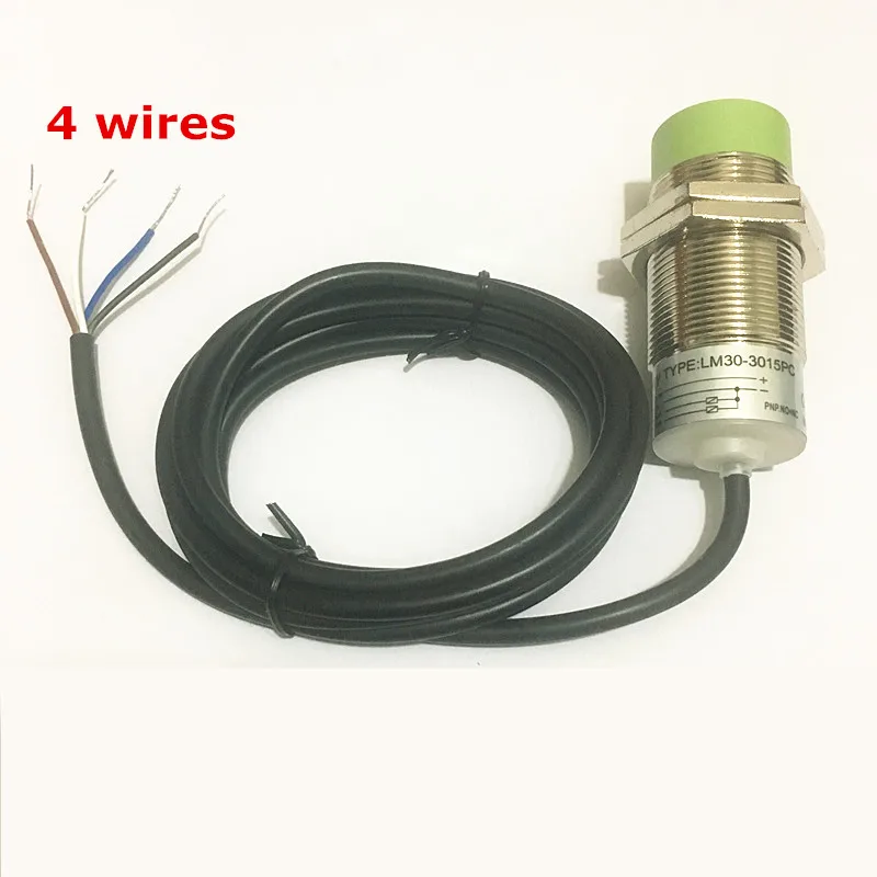 Датчик близости типа цилиндра PNP NO+NC M30 DC 6-36В 4 провода без контакта дистанционного действия 15мм обычно открыт и закрыт.