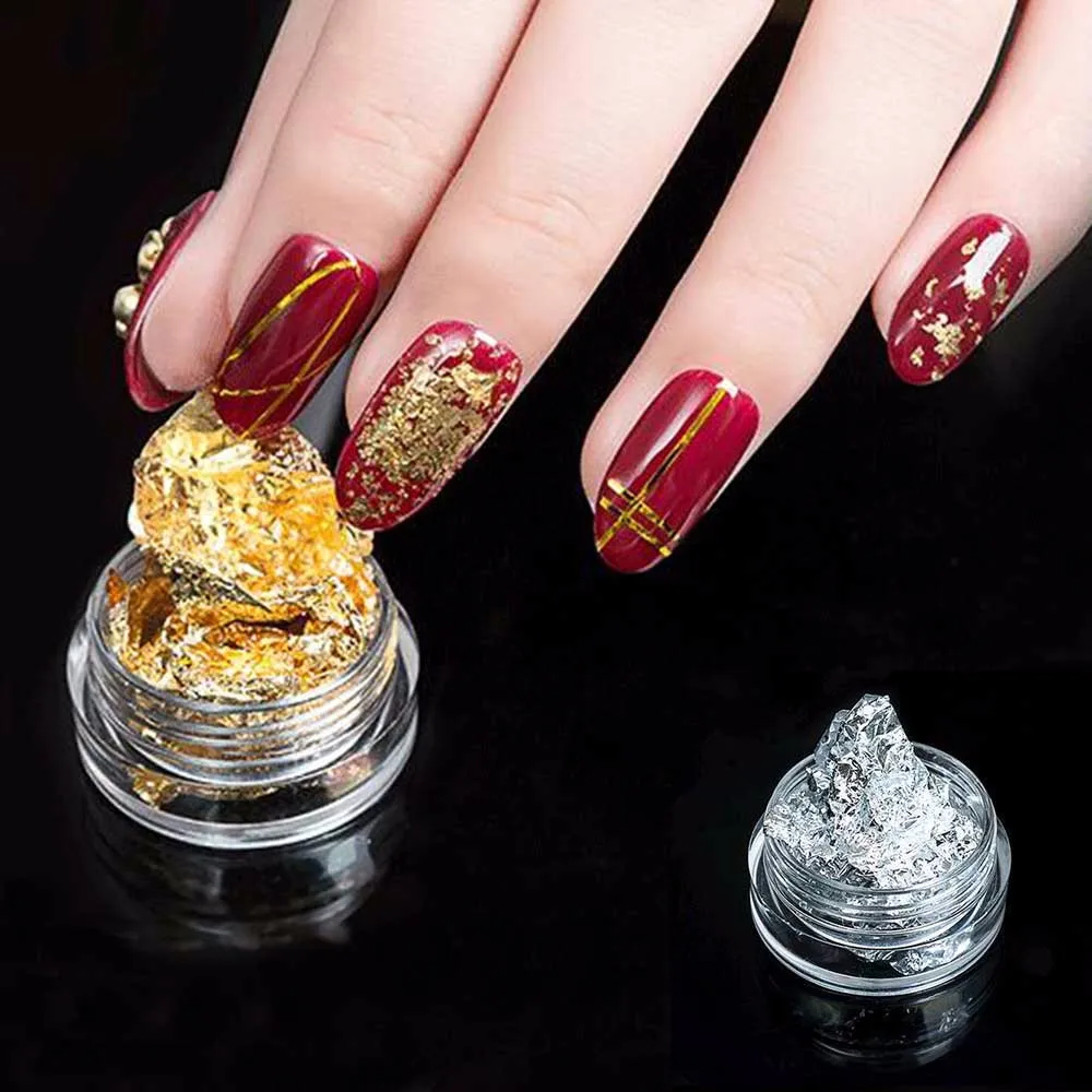 TOMTOSH 2017 новое поступление 1 шт золотые наклейки для ногтей Серебряная блестка