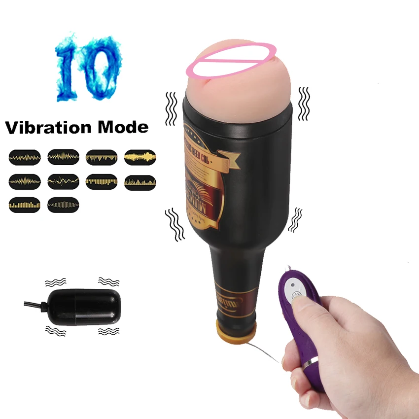 MLSice пивная бутылка Электрический Vibe Мужской мастурбатор пенис Training м настоящая