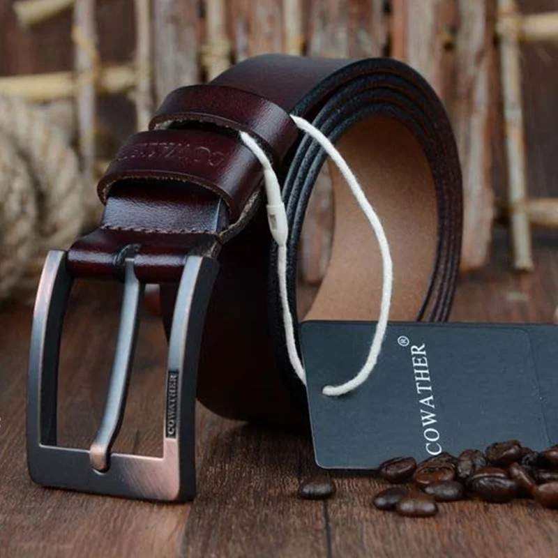 XF003coffee COWATHER мужской ремень новейший дизайн ремень из натуральной коровьей кожи для мужчин Модный классический мужской ремень с пряжкой из сплава - Цвет: XF003coffee
