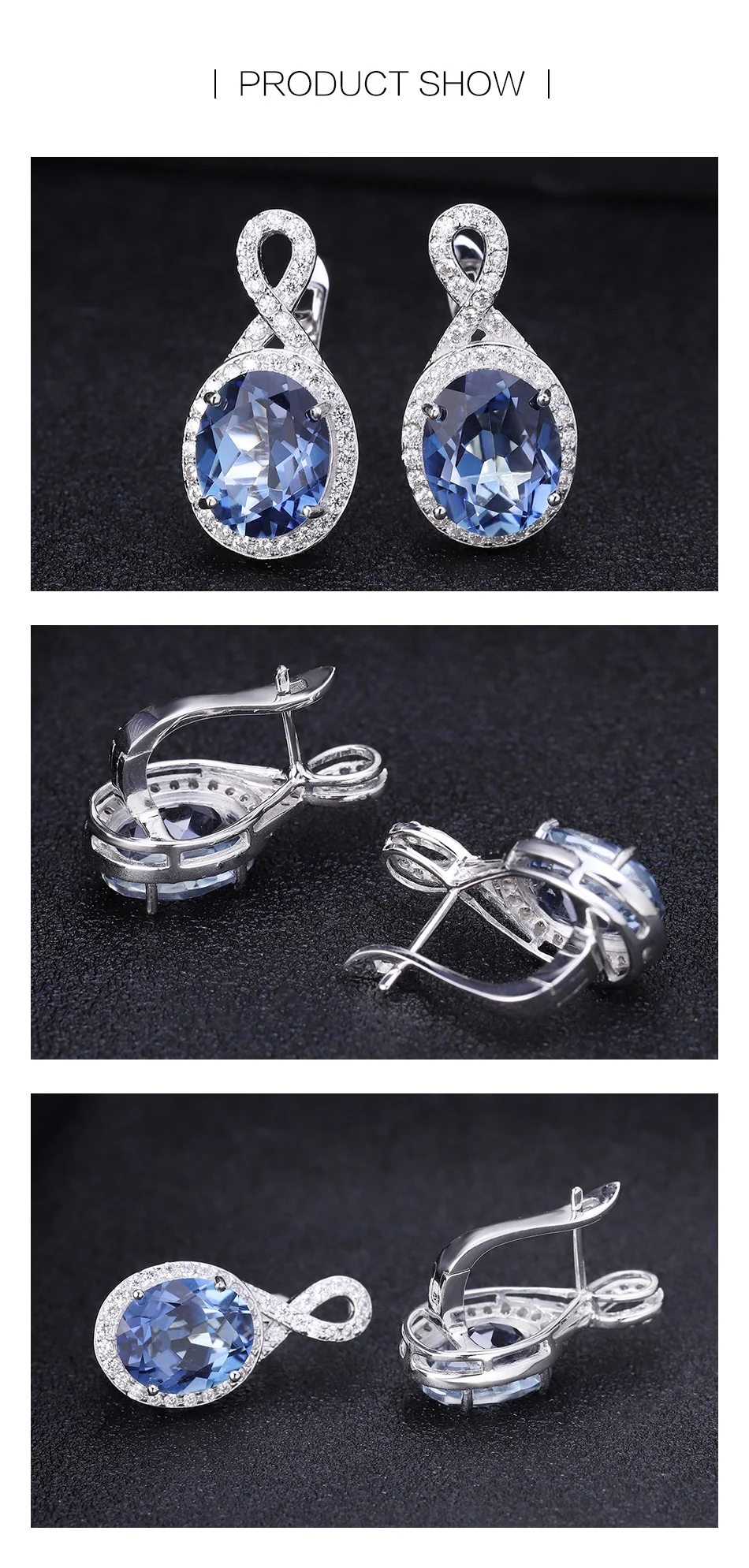 GEM'S BALLET 6.63Ct натуральный иолит синий мистик кварц ювелирные украшения 925 пробы серебро Винтаж Серьги гвоздики для женщин Свадебные