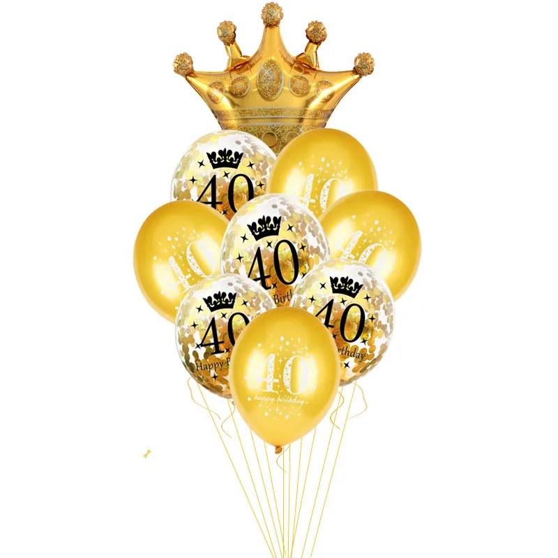 11pcs balloon 30 40 50 60 лет воздушные шары на день рождения 30th День Рождения украшения воздушный шар "Конфетти" номер 40th 50th взрослый золотой черный день рождения - Цвет: 11pcs balloon