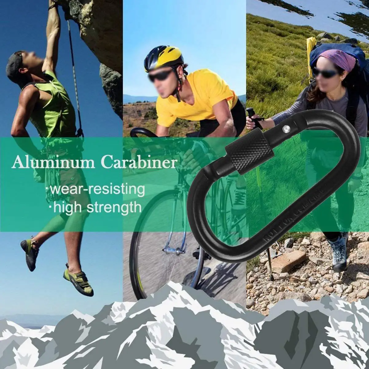 

5 pcs D-ring Key Chain Aluminum Alloy Carabiner Locking Clip Hook for Camping Equipment
