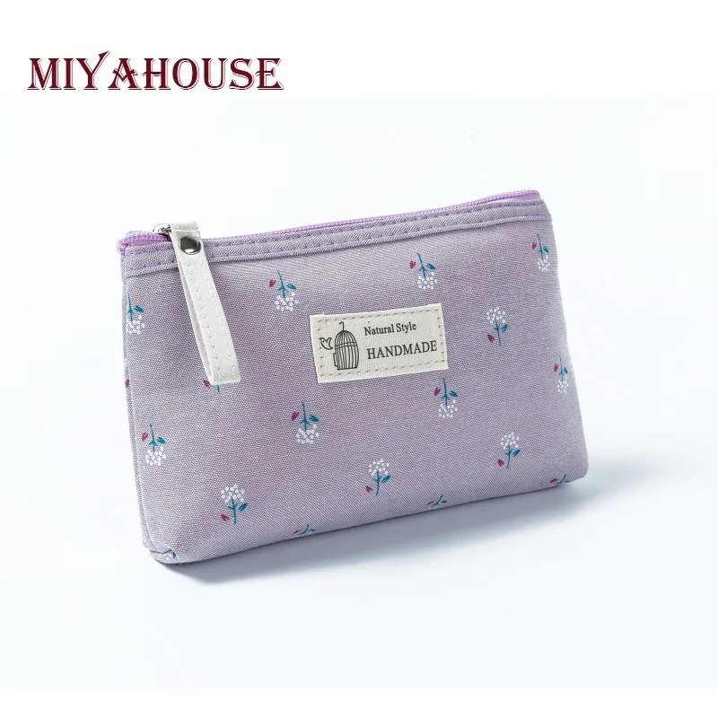 Miyahouse горячая Распродажа маленькая косметичка с цветочным принтом для женщин, холщовая дизайнерская косметичка на молнии для девочек, дорожная женская косметичка