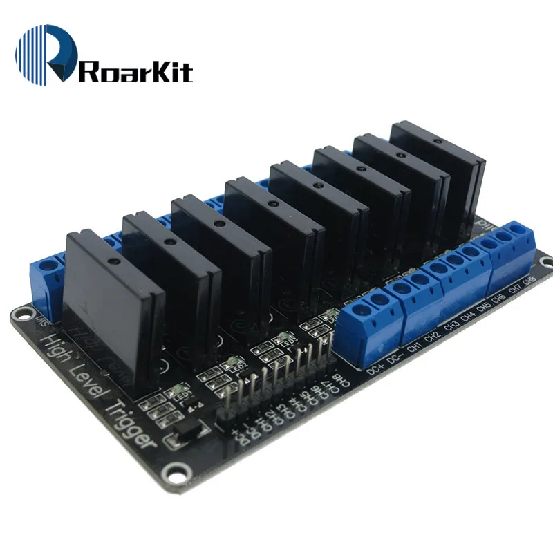 8 канальный 5 В DC релейный модуль твердотельный высокого уровня SSR AVR DSP для Arduino
