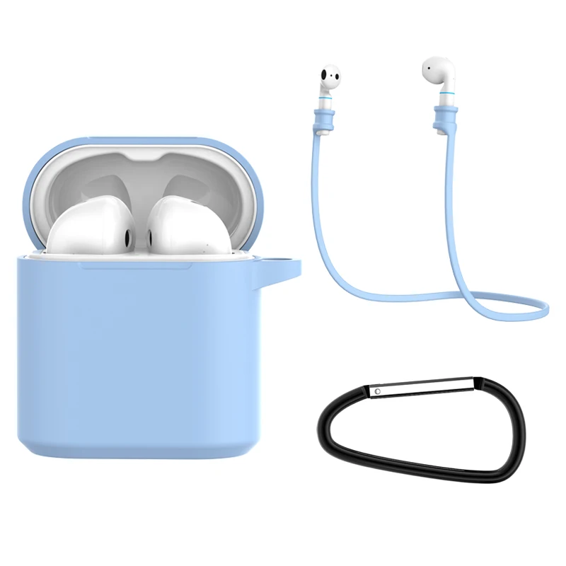 sky blue Силиконовый беспроводной Чехол для наушников с Bluetooth, ремешок против потери для huawei Honor FlyPods/Fly Pods Pro/Freebuds 2 Pro, комплект чехлов - Цвет: sky blue