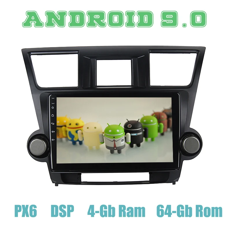 PX6 Android 9 0 автомобильное радио GPS для toyota Highlander 2009 2012 с 4 + 64 ГБ DSP IPS стерео
