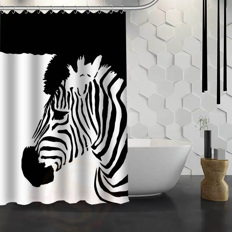 

Hot Sale Custom Zebra Custom Shower Curtain Waterproof Fabric Bath Curtain for Bathroom F#Y1-17