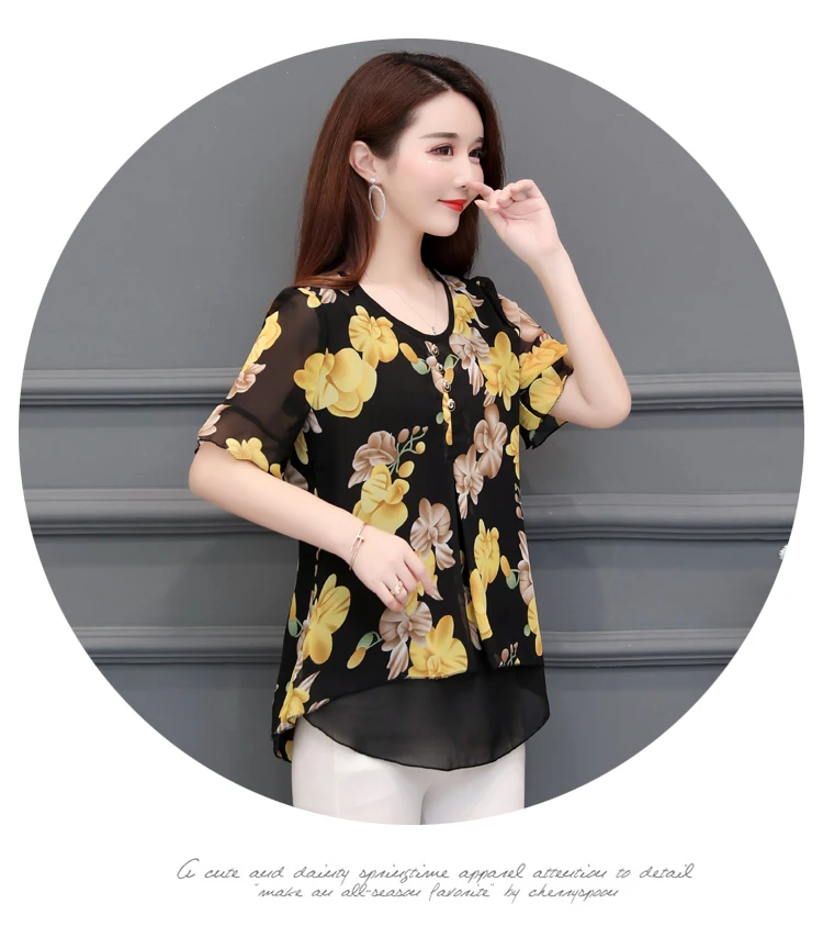 Blusas mujer de moda шифоновая блузка с цветочным принтом женские топы camisas mujer chemisier femme Женские топы и блузки