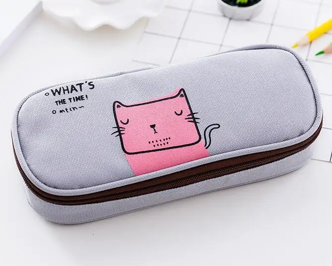 cat Чехол для карандашей Kawaii, Большой Вместительный чехол для карандашей, школьный чехол для ручек, принадлежности для карандашей, школьная коробка, чехол для карандашей, канцелярские принадлежности, Goodmorning - Цвет: cat