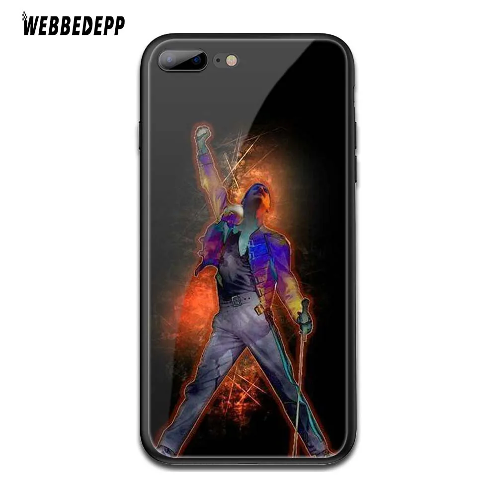 TG5 Чехол WEBBEDEPP queen band Freddie Mercury из закаленного стекла TPU для Apple iPhone 6 6S 7 8 Plus 5 5S SE XR X XS 11 Pro MAX чехол - Цвет: TG5