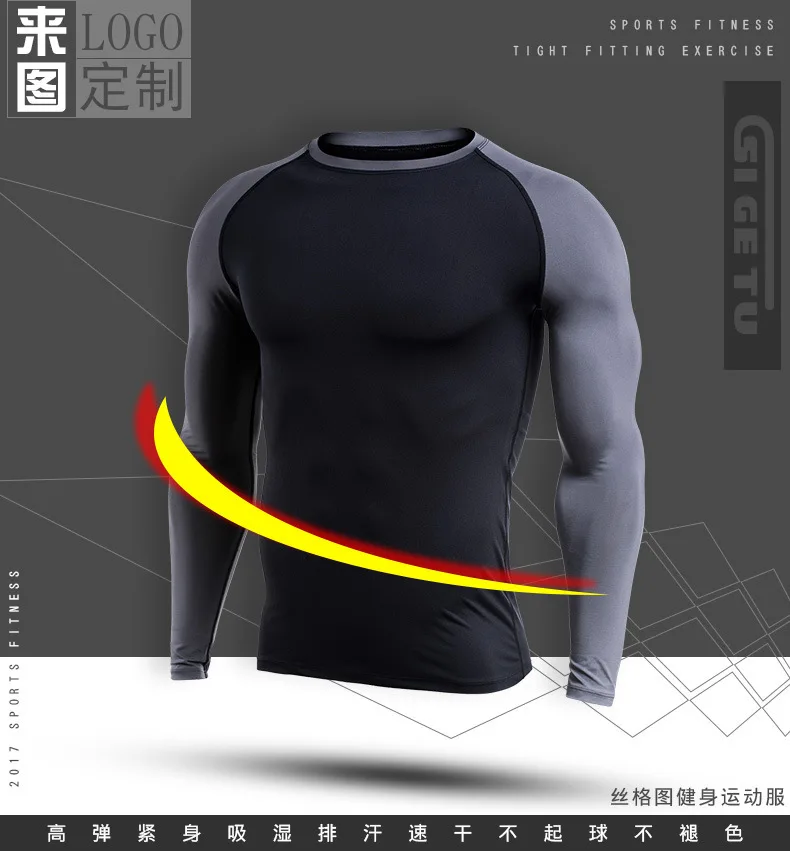 Winter Warm Rashgard Running Shirt Men T-shirt Long Sleeve Compression Shirts Gym Fitness Sport Shirt Men Jersey Sportswear