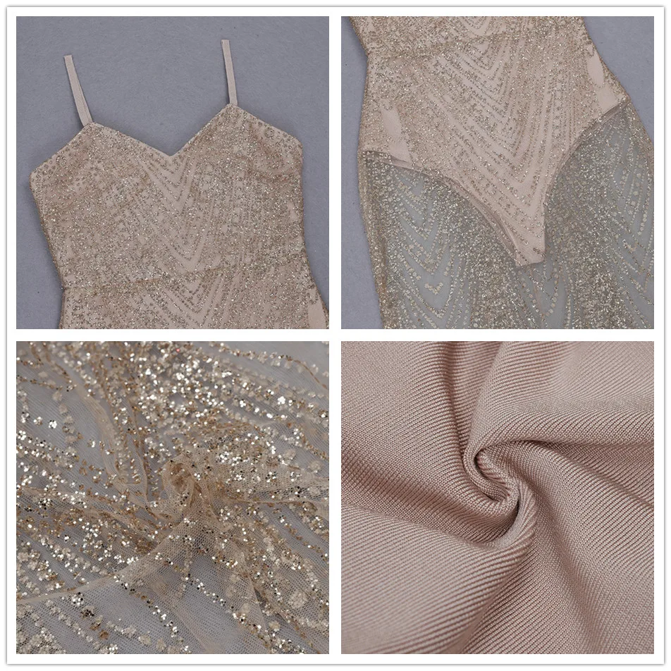 Женское Бандажное платье абрикосовое блестящее Сетчатое с коротким рукавом и