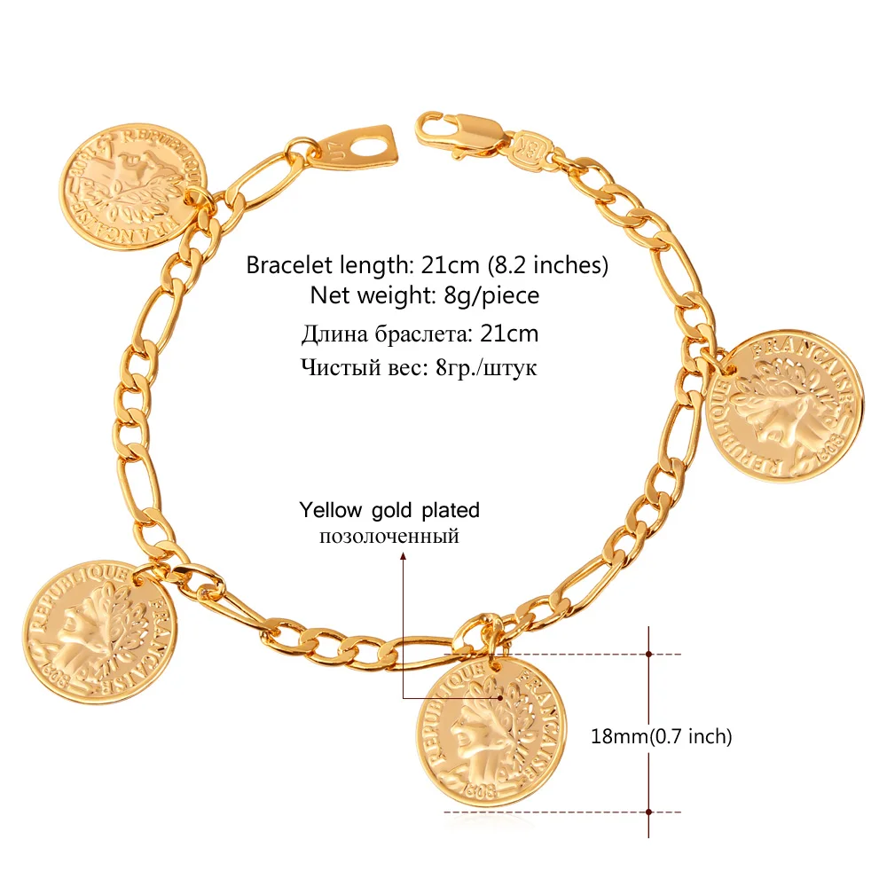 Французский ювелирный браслет с монетами винтажные модные ювелирные изделия