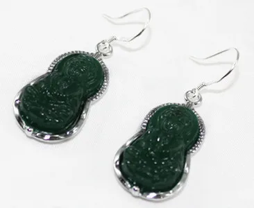 Серьги Будда с нефритом в стиле Chines ER00092|jade earrings|earrings stylestyle earrings |