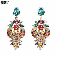 juran new colorful crystal drop earrings women charm big pendant dangle earrings luxury bridal statement jewelry bijoux