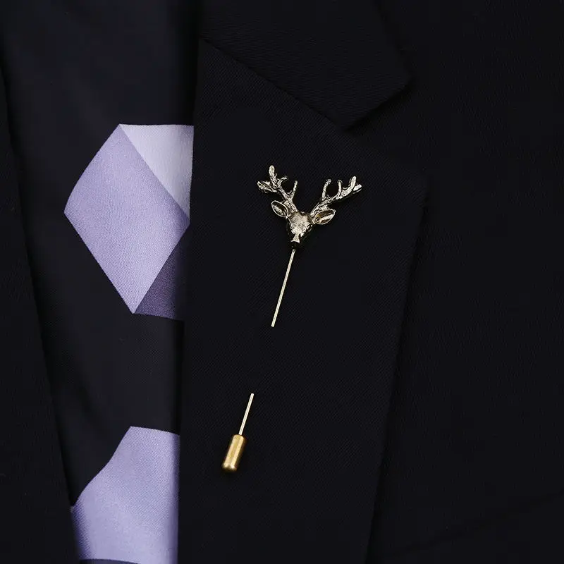 Винтажные Свадебные Броши для мужчин булавки в виде рога оленя головы модные