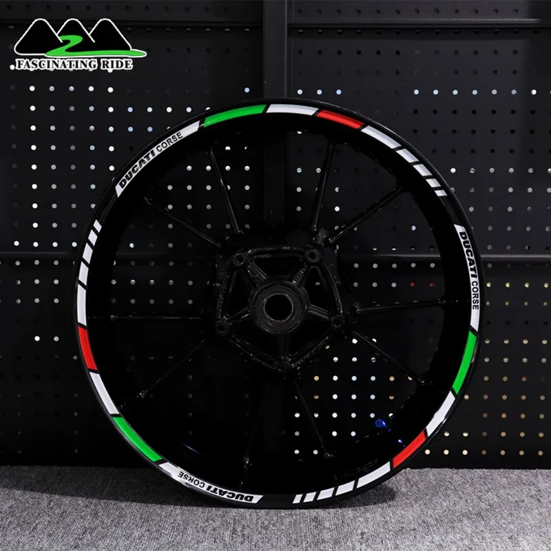 Color 01 Применимый для поездок на мотоцикле Ducati 696/821/848/899/1199/1299 в байкерском стиле из водонепроницаемого материала Светоотражающие стикеры установка персонализированные 17 дюймовые колеса - Цвет: Color 01