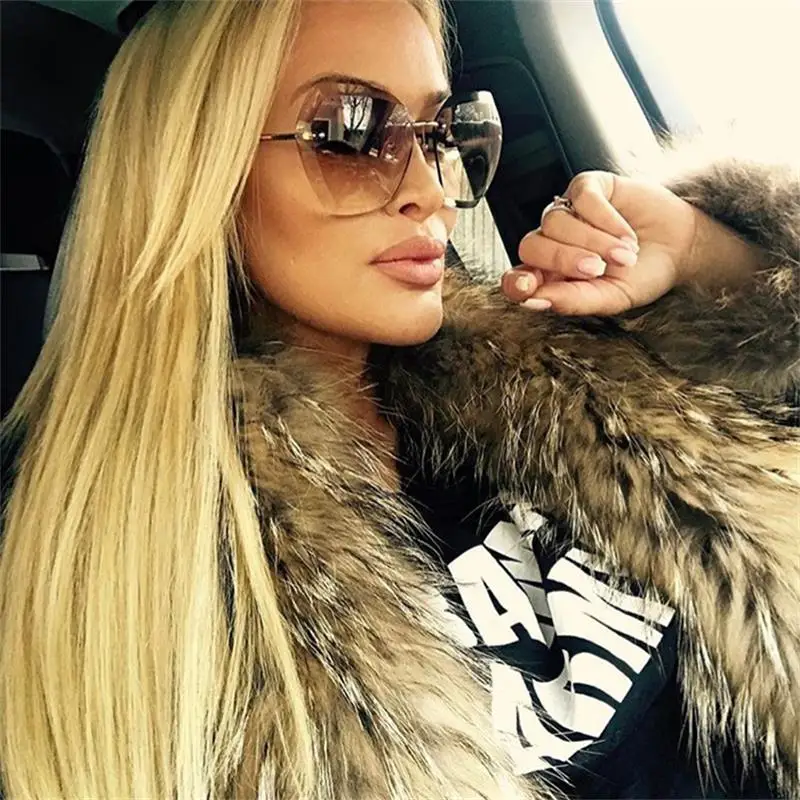 Прозрачные градиентные солнцезащитные очки для женщин большие прозрачные линзы