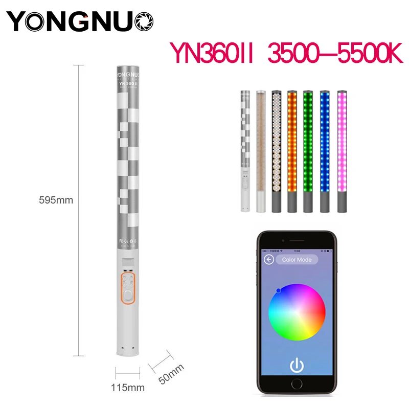 YONGNUO YN360II 3200K 5500K 5200 мАч литиевая батарея RBG ручной светодиодный видео свет для Samsang