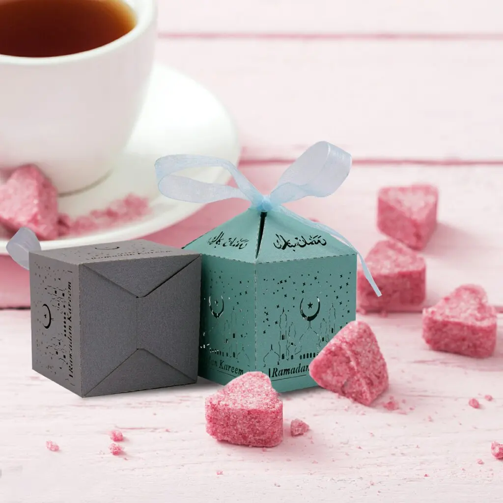 10 шт./лот коробка конфет Рамадан ИД Мубарак Подарочная золото Карим подарочные