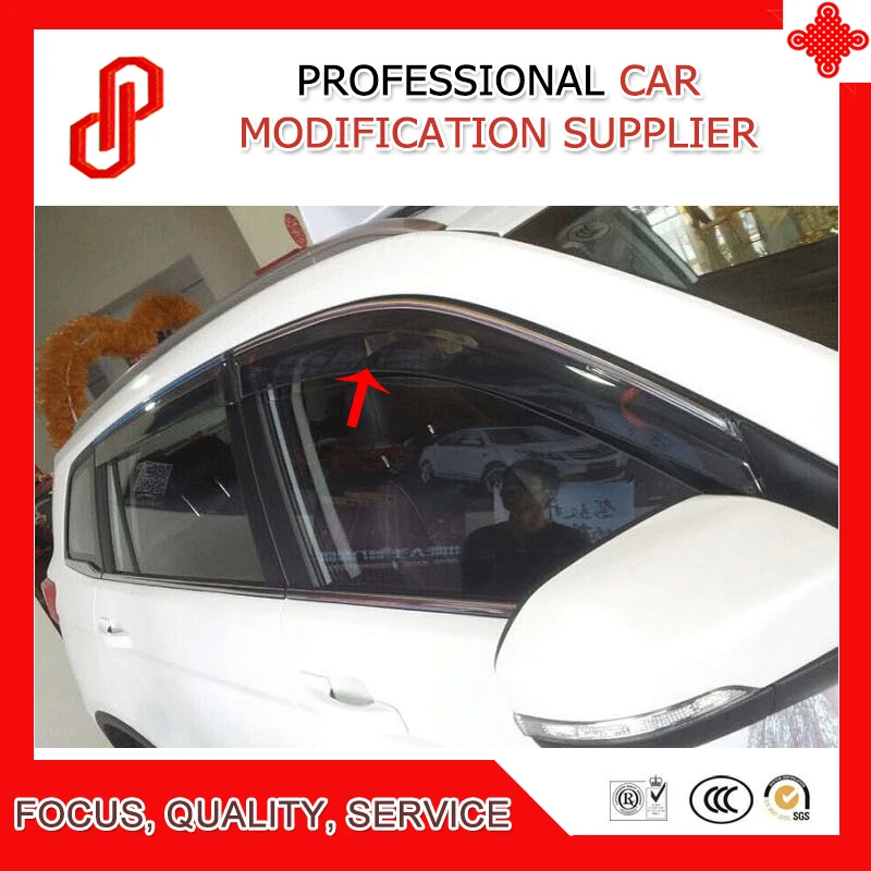 

4 Pieces Injection molding trim vent shade rain sun wind deflector window visor for Santa Fe / IX45 2013 2014 15 16 2017