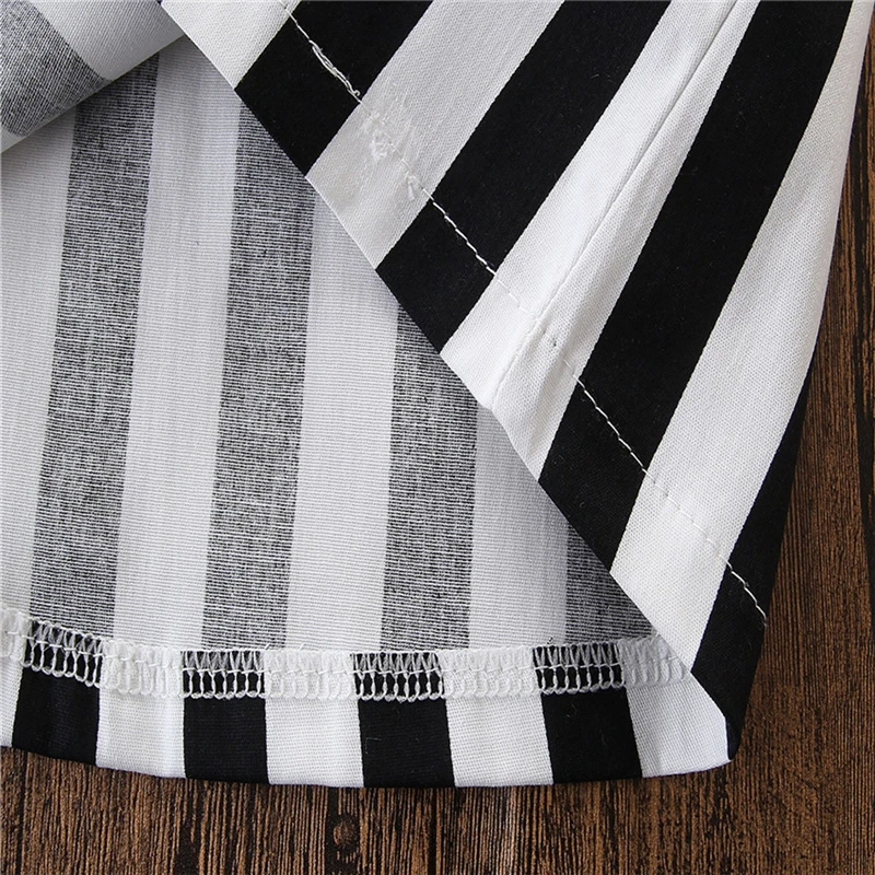 Комплект повседневной одежды для маленьких девочек топы в черную полоску без