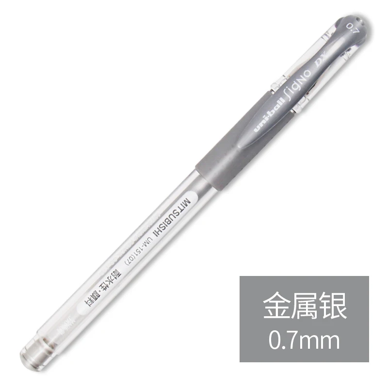 1 шт Япония 0,38/0,7 мм Mitsubishi Uni-Ball/Rollerball Signo 151 металл/молочный цвет минимальное количество гелевых чернил для офисного подписи Водонепроницаемая ручка - Цвет: 1pc 0.7mm silver uni