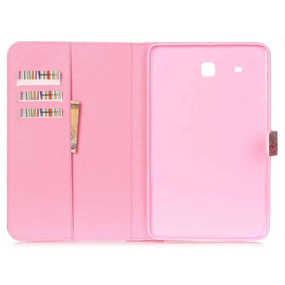 Чехол из ПУ и поликарбоната с изображением белого кота слотом для карт Samsung Galaxy TabE