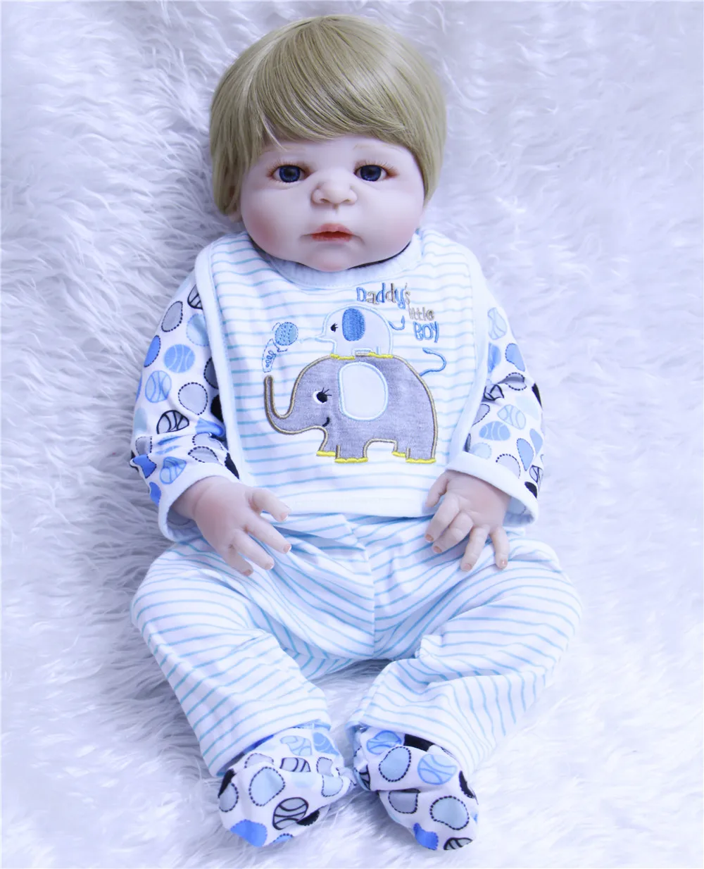 22 дюймов куклы reborn полный силиконовые мальчик baby doll Настоящее глядя виниловых