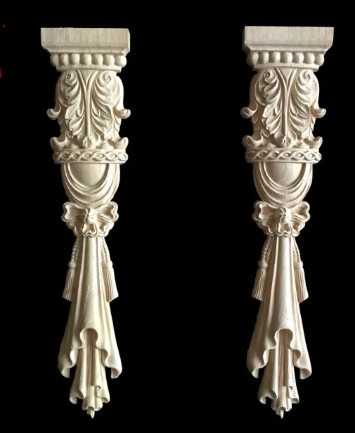 2Pieces/Lot 30x6.5cm European Style Furniture Stigma Rome Column Carved Wood Decoration 10pcs lot 5x5cm home furnishing embossed decoration european style wooden furniture decals
