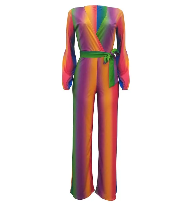 Женский Радужный комбинезон элегантный Облегающий блестящее боди с длинным