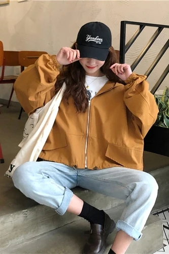 Однотонная универсальная свободная молния карман с капюшоном тонкий колледж