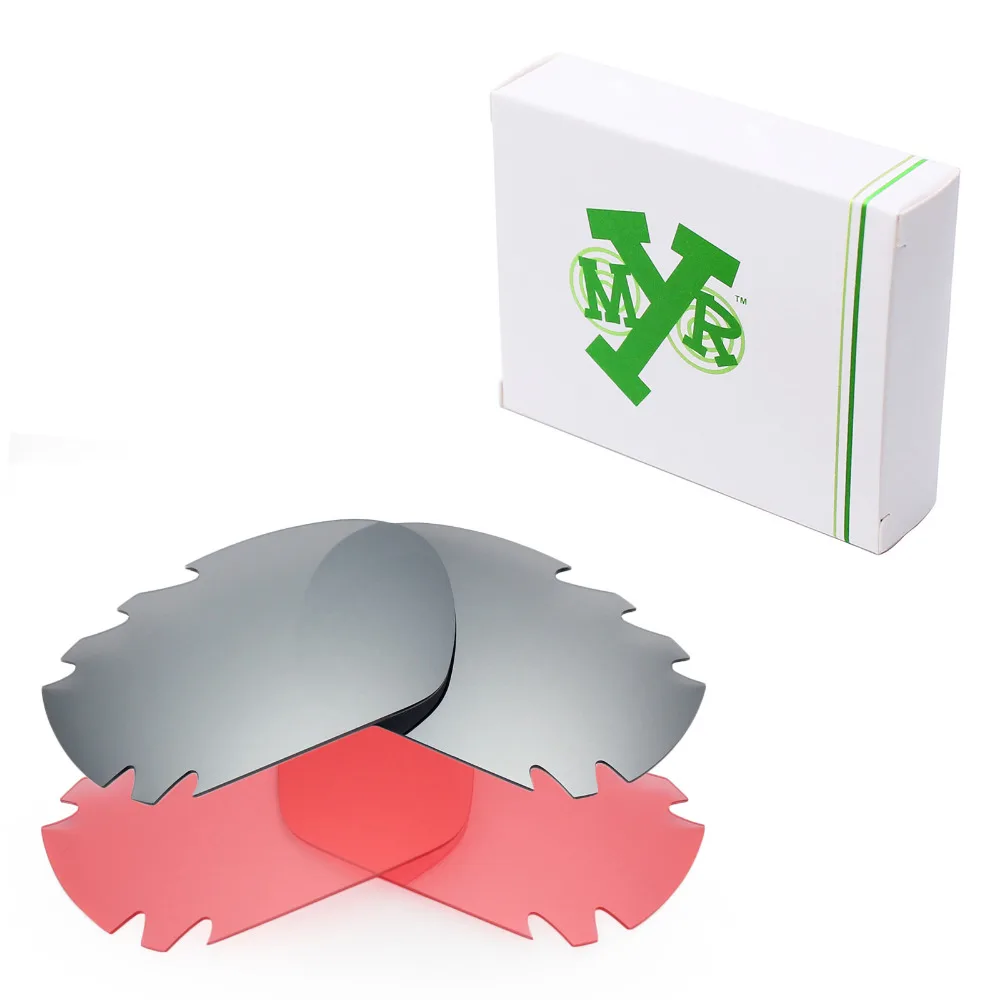 

2 Pairs Mryok Replacement Lenses for Oakley Jawbone Vented Sunglasses Silver Titanium & HD Pink