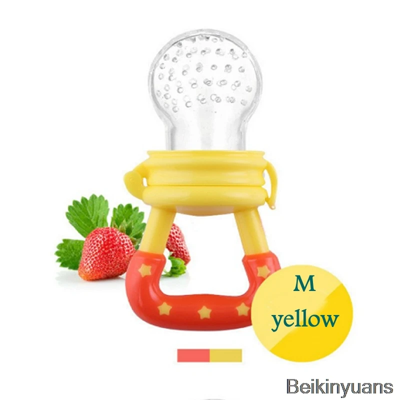Yellow M Свежая пищевая фидерная пустышка для кормления, пустышка, укусы для кормления, безопасные детские продукты, соска для сосков - Цвет: Yellow M