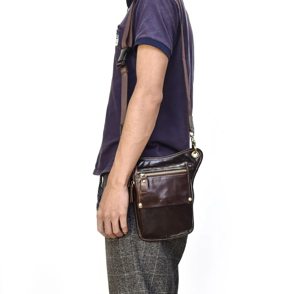 Мужская поясная сумка из натуральной кожи блестящая женская кобура унисекс с