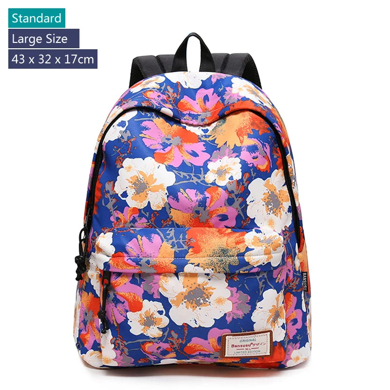 Standard-Large-Blue Large Bagpack Women 15.6 Inch Laptop Backpack with USB Charger Female Print Back Pack Bags for School Teenage Girl Backbag Woman - Цвет: Standard-Large-Blue