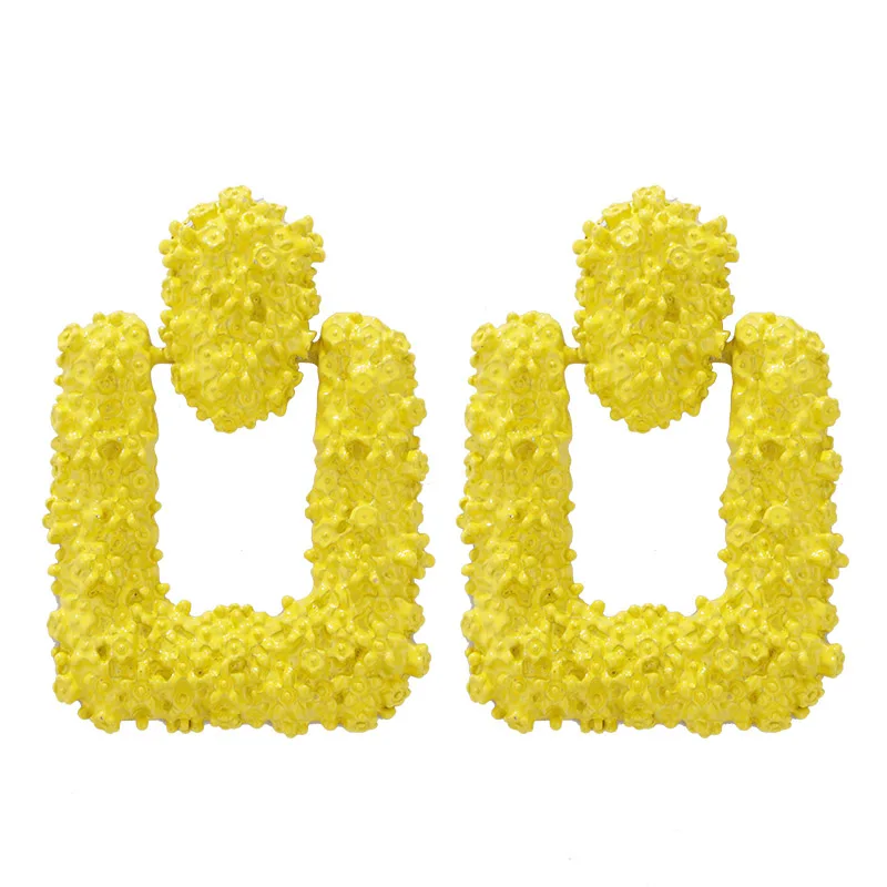 Yellow AENSOA, большие Винтажные серьги для женщин, модные геометрические металлические серьги, Висячие золотые серебряные трендовые имитация, массивные ювелирные изделия ZA - Окраска металла: Yellow