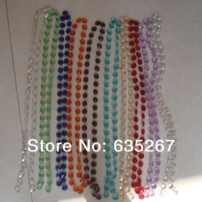 

40M/Lot Crystal mixed color garland strand,14mm octagon bead chain for Wedding & Christmas party event Decoration