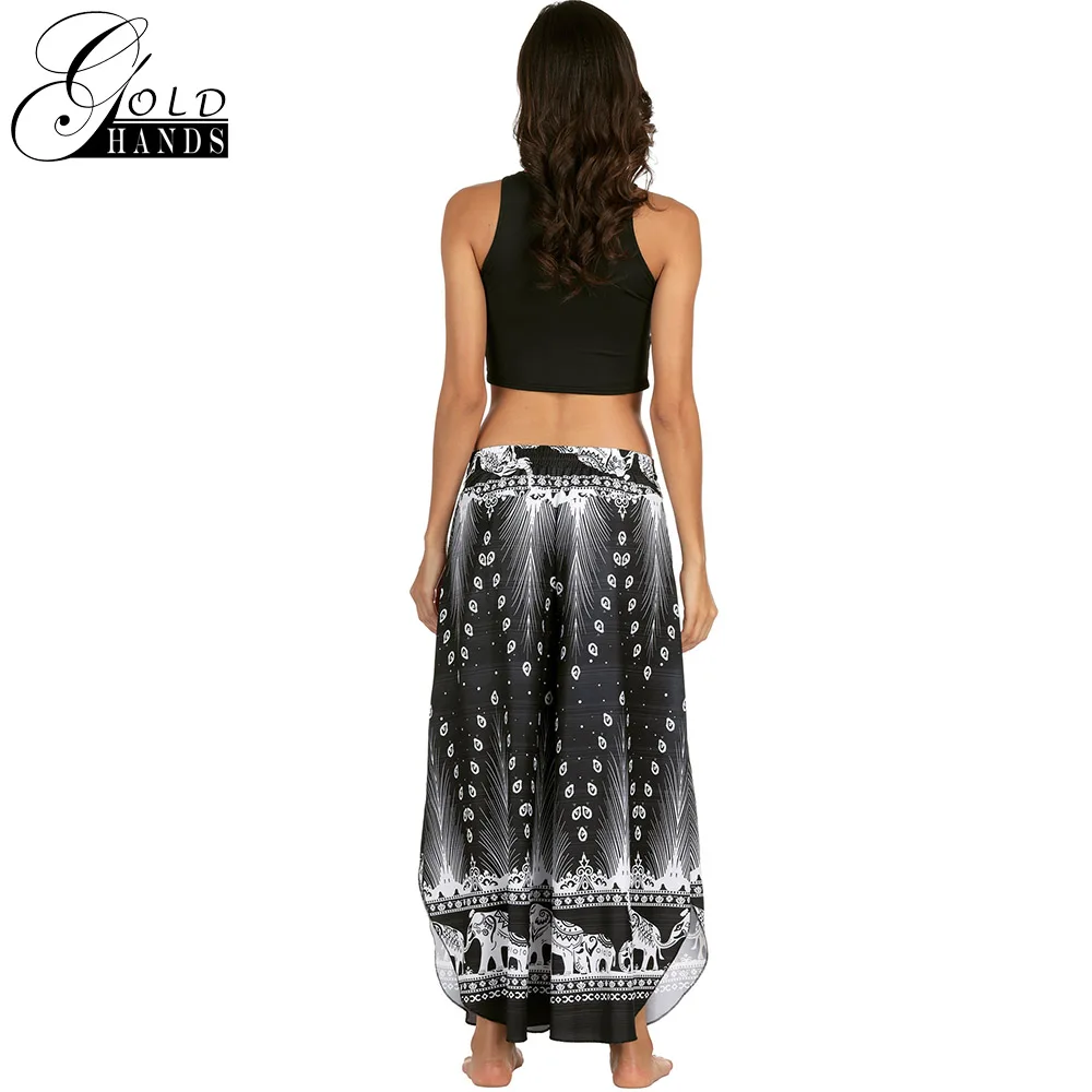 Женские широкие брюки с цифровым принтом золотых рук повседневные боковыми
