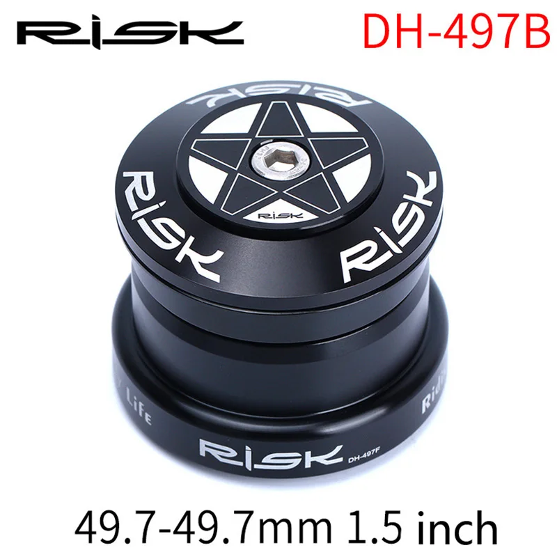 DH-497B Black Risk 49,7 мм MTB горный велосипед гарнитура двойной подшипник Запчасти для горного велосипеда 28,6 мм прямая труба/1,5 дюймов коническая вилка - Цвет: DH-497B Black