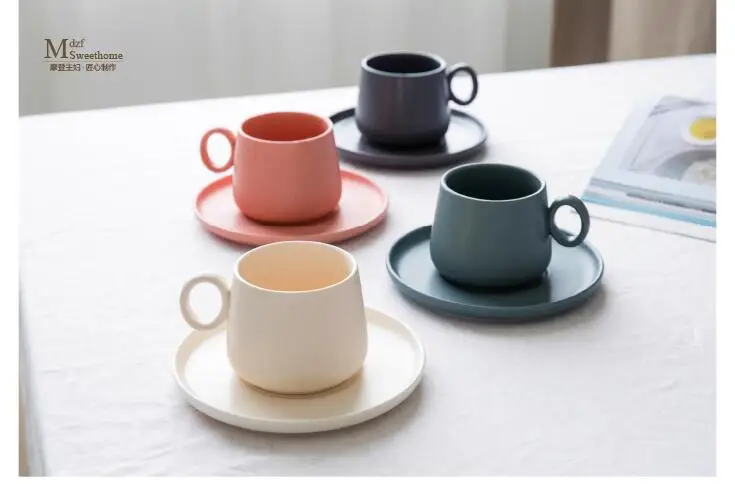 Простая кофейная чашка и блюдце набор Матовая Coffee Cup завтрак молоко чашки