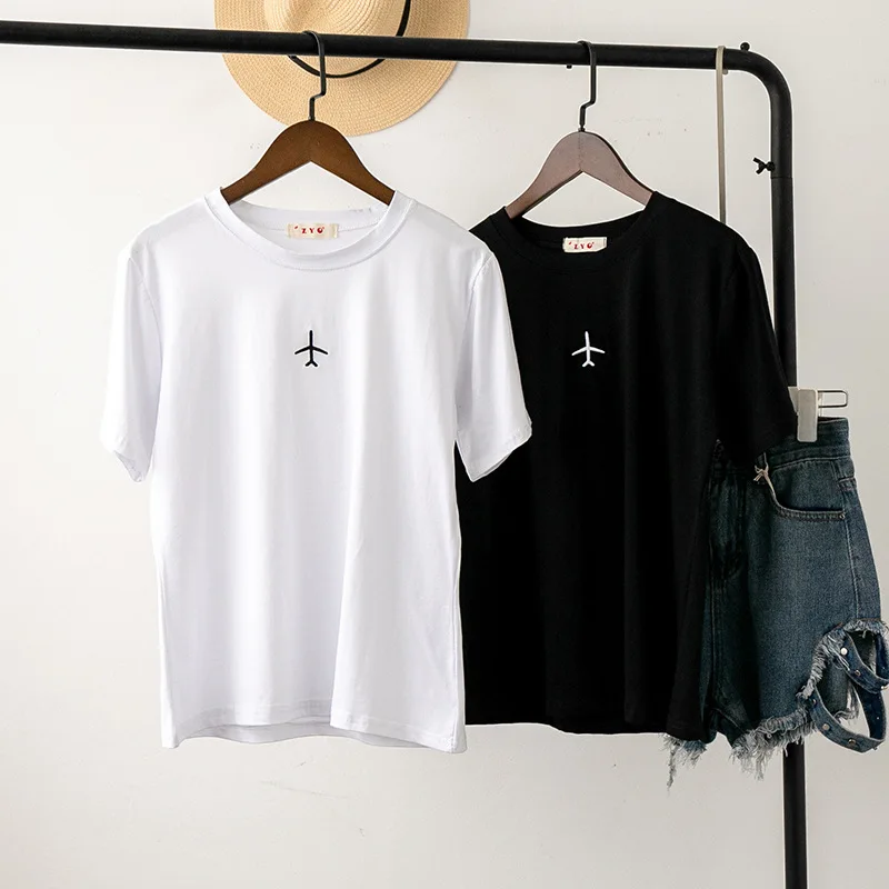 2019 Новое поступление Летние повседневные футболки в Корейском стиле с вышивкой