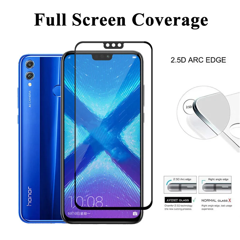 Полное покрытие для honor 8x закаленное стекло huawei x8 honor8x защита экрана 8 x защитная