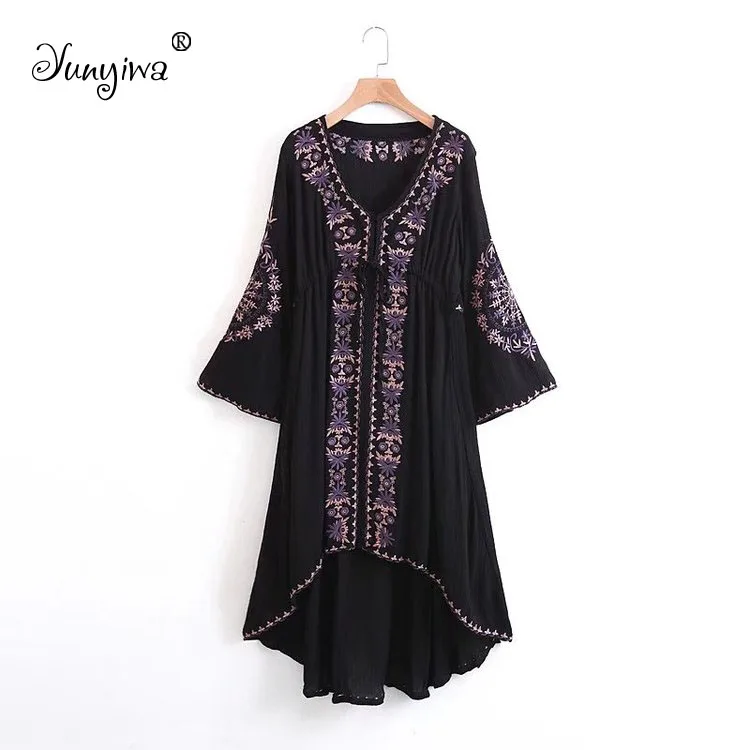Женское платье Повседневное длинный рукав Vestidos Аппликации Середины икры