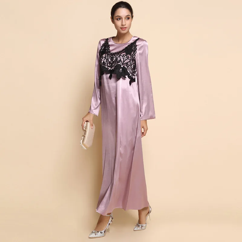 Новое модное однотонное женское мусульманское платье с длинным рукавом, Дубайский марокканский кафтан, кафтан, мусульманская абайя, одежда...