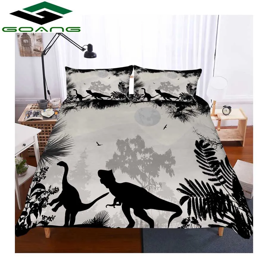 Синий GOANG full size bedding sets luxury home textiles 3d Digital printing mini dinosaur 3pcs boys bedding set microfiber - Цвет: Синий