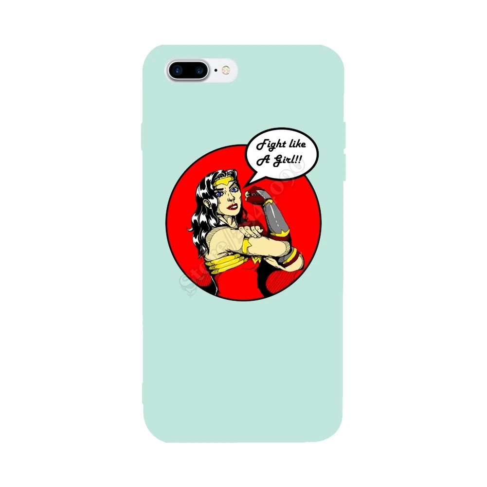 Fight Like A Girl Wonder Woman For Iphone 6S 6 7 8 Plus Case Soft TPU Anti-knock Protective Custom Covers X |